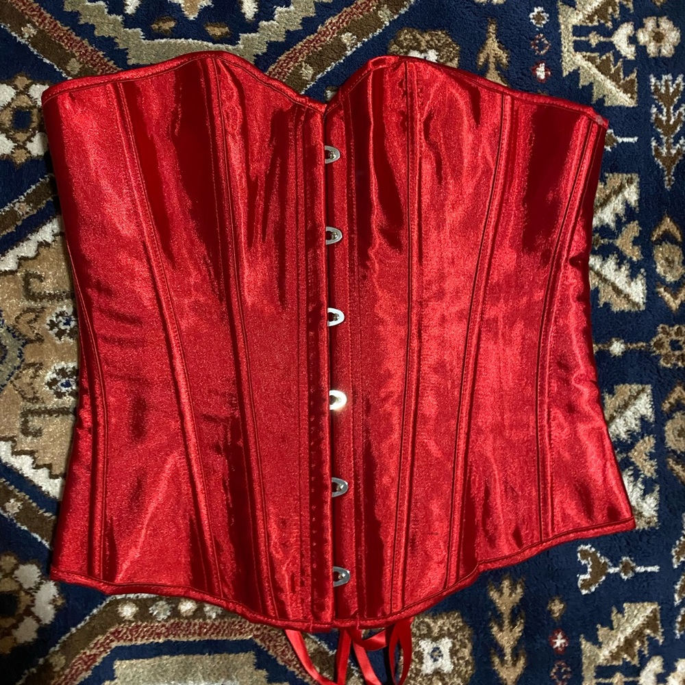 red corset top